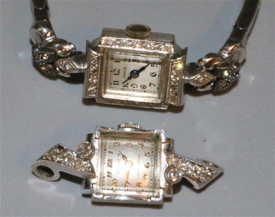 2 diamond & 14ct white gold ladies watches